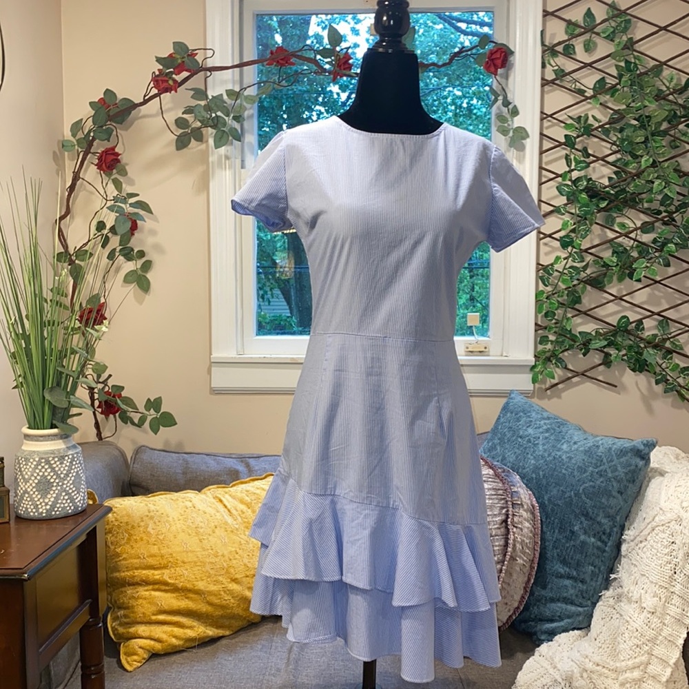AQUA summery short sleeve blue stripe dress